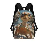 sinyumoney Cute Sea Turtle Portrait Rucksacks 3D Printed Children Backpacks Fashion Casual Daypack Cute Travel Bags Outdoor Casual Daypack for Boy And Girl 17inch