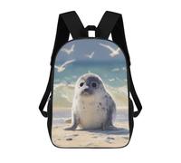 sinyumoney Cute Seal Pup on Beach School Backpack Water Resistant Travel Backpack Computer Bag - Perfect for Travel, Work And Daily Use 17inch