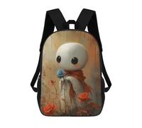 sinyumoney Cute Sheet Ghost with Blue Rose School Backpack Daypacks Business Backpack Water Resistant Bookbag for Men/Women 17inch