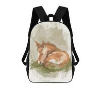 sinyumoney Cute Sleeping Baby Horse Nursery Illustration School Backpack for Girls 17inch Casual Daypack Lightweight Rucksack Boy Girl Backpack for Middle School Students