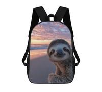 sinyumoney Cute Sloth at Sunset Beach Children's Backpacks School Backpack 3D Printed Backpack for Kids Travel Rucksacks Book Bags Kids School Bag 17inch