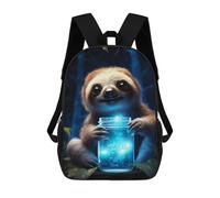 sinyumoney Cute Sloth Luminous Glow Rucksack Large Lightweight Casual Backpack for Campus Outdoor Travel Sports 17inch