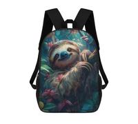 sinyumoney Cute Sloth Tropical Forest 3D Printed Kids School Bag Rucksacks Children's School Fashion Casual Back Pack High Capacity Travel Book Bags Backpack for Kids 17inch