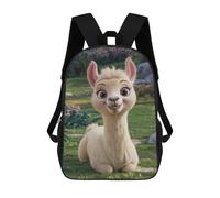 sinyumoney Cute Smiling Llama 3D Printed 17 Inch School Backpack Children's Backpacks 3D Printed Cool Knapsack for Boys Elementary And Middle