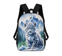 sinyumoney Cute Snow Leopard Cub in Mountains Watercolor Backpack 3D Printed Kids School Backpack High Capacity Travel Backpacks Book Bags Kids Backpack 17inch