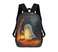 sinyumoney Cute Spooky Ghost Holding A Lantern 3D Printed Kids School Bag Rucksacks Children's School Fashion Casual Back Pack High Capacity Travel Book Bags Backpack for Kids 17inch