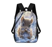 sinyumoney Cute Squirrel in Winter School Bag 3D Printed 17inch Backpacks Fashion Kids School Backpack Rucksacks for Boys Elementary And Middle School Students
