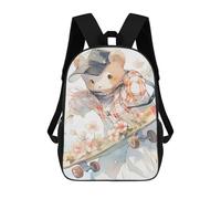 sinyumoney Cute Teddy Bear Skateboard Art School Bags School Secondary High School College Backpack Travel for Boys/Girls/Teenagers 17inch