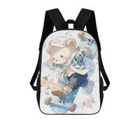 sinyumoney Cute Teddy Bear Skateboarding Backpack School Bag Computer Rucksack for School/Work/Travel for Camping Outdoor Adventures And Daily Travel 17inch