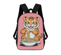 sinyumoney Cute Tiger And Ramen Backpack School Bag Secondary Causal Travel High School Bags for School/Work/Travel 17inch