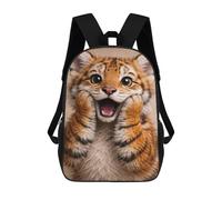 sinyumoney Cute Tiger Cub Portrait 3D Printed Children's School Backpack for Kids High Capacity Travel Rucksacks 17 Inch Book Bags Kids