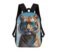 sinyumoney Cute Tiger in Sunglasses Children's Backpack, 3D Printed School Backpack, Backpack for Boys Girls, Adjustable School Bag for Primary School 17inch