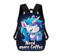 sinyumoney Cute Unicorn Needs More Coffee Backpack School Daypacks Business Backpack Water Resistant Bookbag for Camping Outdoor Adventures And Daily Travel 17inch