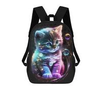 sinyumoney Cute Universe Kitten Backpack School Bag Rucksack Casual Daypacks School Work Travel Bag for Girl, Teen Girls 17inch