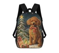 sinyumoney Cute Vintage Poodle Xmas School Backpack Daypacks Business Backpack Water Resistant Bookbag for Men/Women 17inch