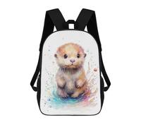 sinyumoney Cute Watercolor Baby Otter Backpack School Bag Business Durable Laptop Bag- Perfect for Travel, Work And Daily Use 17inch