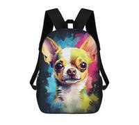 sinyumoney Cute Watercolor Chihuahua Backpack School Bag Lightweight Schoolbag Dayback Bookbag College for Girl, Teen Girls 17inch
