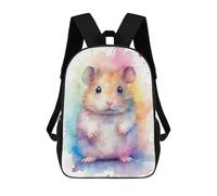 sinyumoney Cute Watercolor Hamster Children's Backpack, 3D Printed School Backpack, Backpack for Boys Girls, Adjustable School Bag for Primary School 17inch