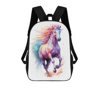 sinyumoney Cute Watercolor Horse 3D Printed Children's School Backpack for Kids High Capacity Travel Rucksacks 17 Inch Book Bags Kids