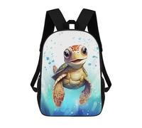sinyumoney Cute Watercolor Turtle School Backpack 3D Printed School Bags Boys Girls Laptop Backpack for Kids/Students/Adults 17inch