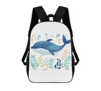 sinyumoney Cute Whale Boho Style 3D Printed School Backpack Casual Children's Backpacks 3D Printed School Bag for Boys Elementary And Middle 17inch