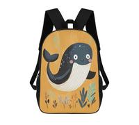 sinyumoney Cute Whale Illustration Children's Backpack, 3D Printed School Backpack, Backpack for Boys Girls, Adjustable School Bag for Primary School 17inch