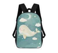 sinyumoney Cute Whale Night Sky Rucksacks 3D Printed Children Backpacks Fashion Casual Daypack Cute Travel Bags Outdoor Casual Daypack for Boy And Girl 17inch