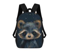 sinyumoney Cute Whimsical Raccoon 3D Printed Kids Backpacks Boys Fashion School Bag Travel Backpacks School Bags for Boys Elementary School Students 17inch