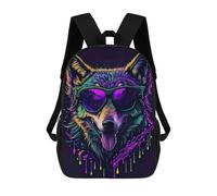 sinyumoney Cute Whimsical Wolf Children's Backpacks School 3D Printed Bag Bookbag for Kids Travel Rucksacks Boy Girl Book Bags Kids School Bag 17inch
