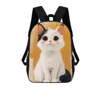 sinyumoney Cute White And Black Cat Children's Backpack, 3D Printed School Backpack, Backpack for Boys Girls, Adjustable School Bag for Primary School 17inch