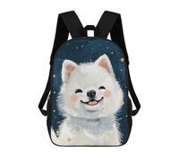 sinyumoney Cute White Baby Wolf Art Rucksack Lightweight Casual Daypack School Backpacks- Perfect for Travel, Work And Daily Use 17inch