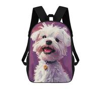 sinyumoney Cute White Puppy Painting School Backpack Water Resistant School Bag Business Backpack for Boys/Girls/Teenagers 17inch