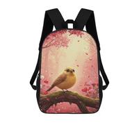 sinyumoney Cute Yellow Bird in Pink Forest School Backpack Water Resistant School Bag Business Backpack for Girls Boys Teenage 17inch
