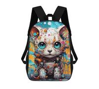 sinyumoney Cyber Cat Robot Art Print 17inch School Bag 3D Printed Children's School Backpack Casual Fashion Travel Backpacks for Kids School Students