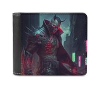 sinyumoney Cyber-Demon in Neon Alley 3D Print PU Leather Wallet Multiple Slots Banknote Compartments Stylish Durable Men's Wallets Gifts 11.7cm*9.5cm