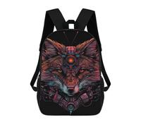 sinyumoney Cyber Fox Art Print Backpack School Bag Large School Backpack for Boys - Perfect for Travel, Work And Daily Use 17inch