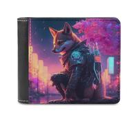sinyumoney Cyber Fox in Neon City 3D Print Clutch Purse Safe Protection Card Slots Note Section Soft Convenient Wallets for Boys Girls 11.7cm*9.5cm
