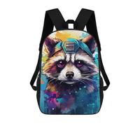 sinyumoney Cyber Raccoon Art Print 3D Printed 17inch School Bag Children's School Backpack Travel Backpacks Casual Fashion Bag for Kids School Students