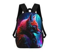 sinyumoney Cyberfox in Neon Cityscape-1 Children's Backpacks School Backpack 3D Printed Backpack for Kids Travel Rucksacks Book Bags Kids School Bag 17inch
