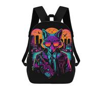 sinyumoney Cyberfox in Neon Cityscape Children's Backpacks School Backpack 3D Printed Backpack for Kids Travel Rucksacks Book Bags Kids School Bag 17inch
