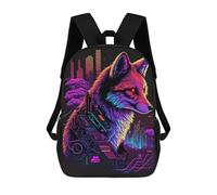 sinyumoney Cyberfox Neon Art Print Kids Backpacks,3D Personalized School Bookbags for Boys Girls Large Schoolbags Casual Daypack 17inch