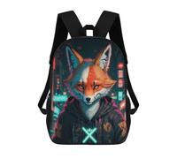 sinyumoney Cyberfox Neon Cityscape Children's School Backpack 3D Printed for Kids Travel Rucksacks Book Bags Kids School Bag 17inch