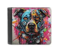 sinyumoney Cybernetic Canine Creation-2 3D Print Wallet Slots ID Window RFID Blocking Banknote Compartments Slim Elegant Leather Wallet Youth Guys 11.7cm*9.5cm
