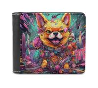 sinyumoney Cybernetic Fox Dreamscape 3D Print Clutch Purse Credit Cards Coins Leather RFID Banknote Compartments Slim Elegant Wallets 11.7cm*9.5cm