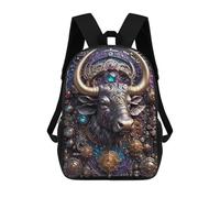 sinyumoney Cybernetic Steampunk Bull 3D Printed Children's 17 Inch Backpacks 3D Printed Casual School Bag for Boys Elementary And Middle