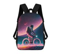 sinyumoney Cycling Space Astronaut 3D Printed Children's School Backpack for Kids High Capacity Travel Rucksacks Book Bags Kids School Bag Back Pack 17inch