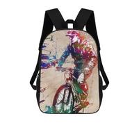 sinyumoney Cycling Sport Art 2 School Backpack Lightweight Schoolbag Dayback Bookbag College for Teenage Girls Boys Women Men 17inch