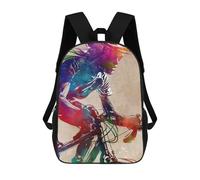 sinyumoney Cycling Sport Art 3 Backpack School Bag Water Resistant Computer Rucksack for Campus Outdoor Travel Sports 17inch