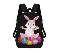 sinyumoney Dabbing Rabbit Easter Day 17 Inch Kids Backpack Fashion Fun Backpack Book Bag for Boys And Teenager 3D Printed for Boys