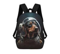 sinyumoney Dachshund Astronaut Backpack School Lightweight Casual Daypack School Backpacks for School/Work/Travel 17inch